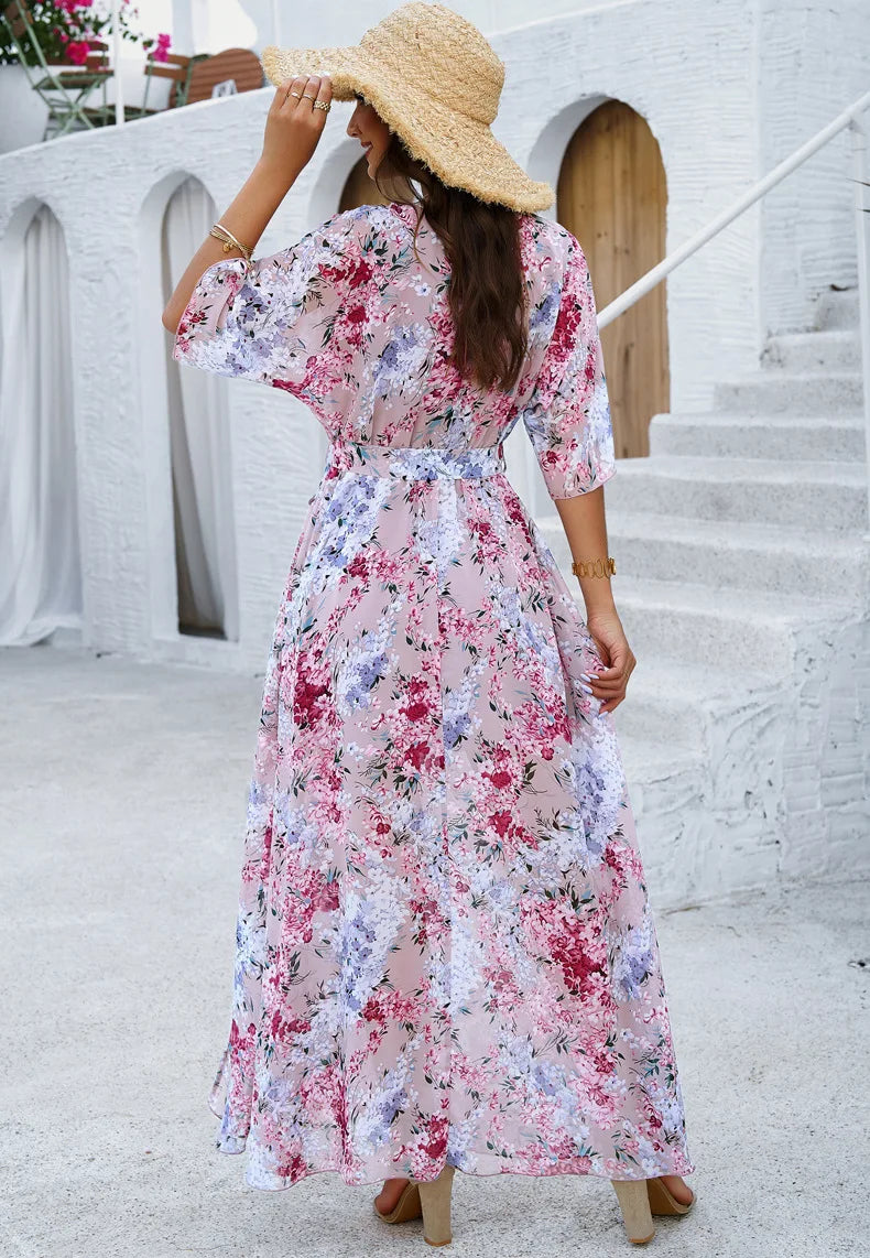 PINK_BOHO_LACE-UP_MAXI_DRESS mfoya