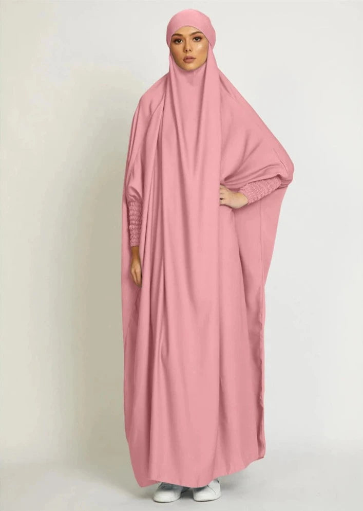 PINK HOODED ISDAL ABAYA mfoya