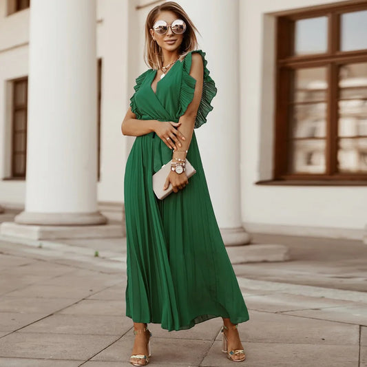 OFF-SHOULDER CHIFFON BEACH DRESS mfoya