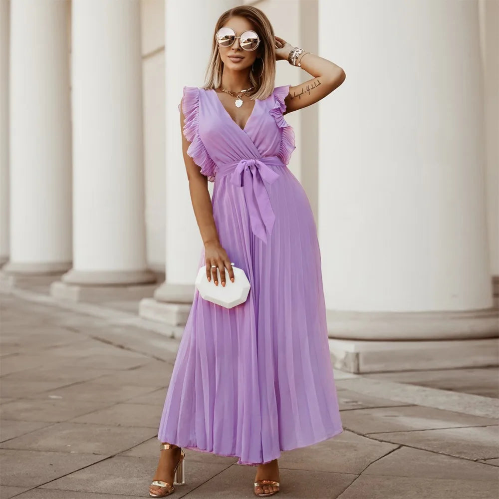 OFF-SHOULDER CHIFFON BEACH DRESS mfoya