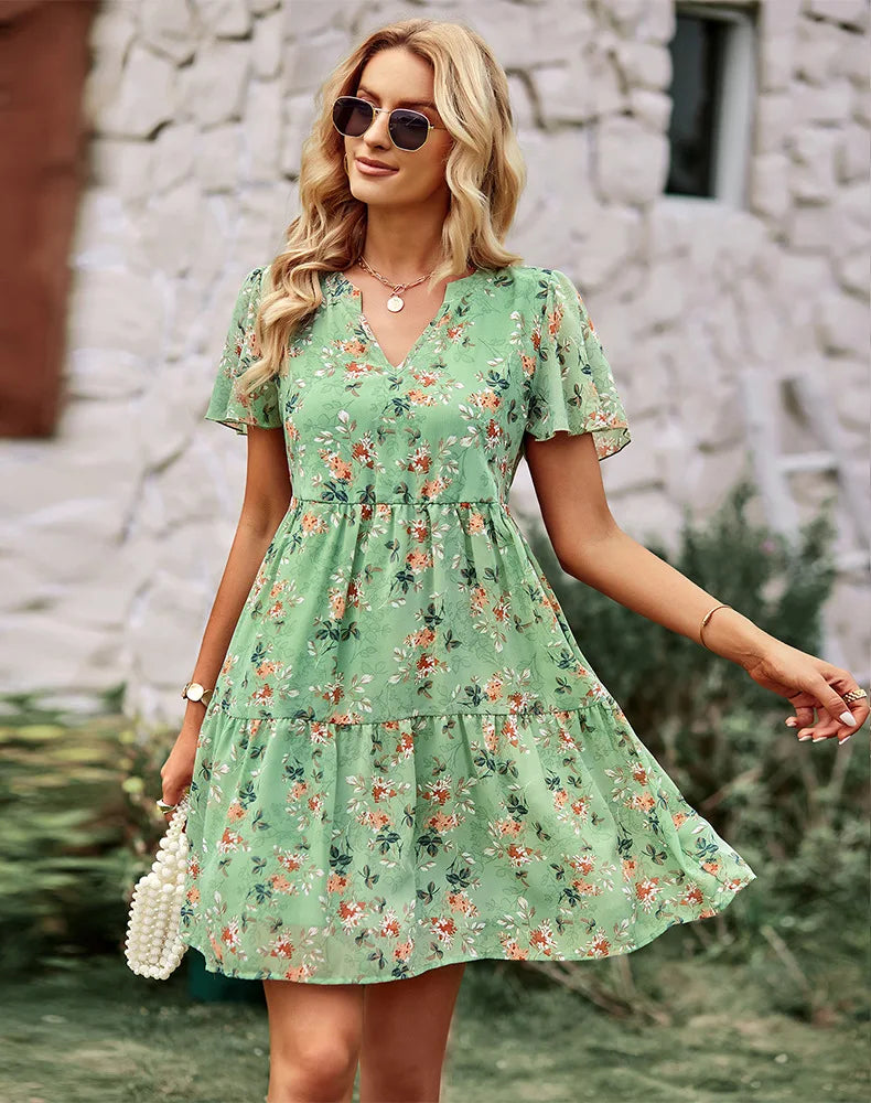 FLORAL CHIFFON DRESS mfoya