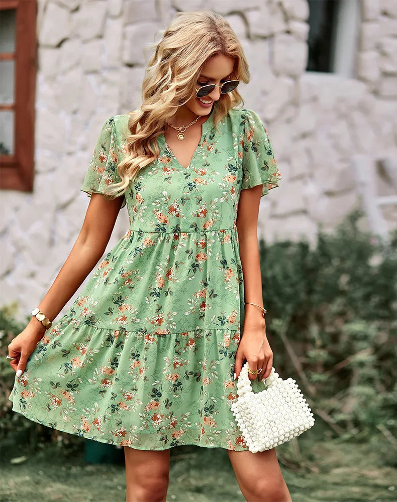 FLORAL CHIFFON DRESS mfoya