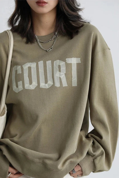 AG LOOSE COTTON LETTER PRINT SWEATSHIRT