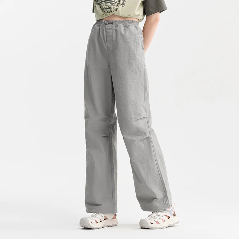 GRAY TEXTURE CARGO WIDE-LEG PANTS mfoya