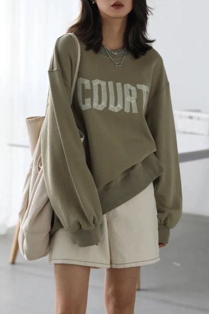 AG LOOSE COTTON LETTER PRINT SWEATSHIRT