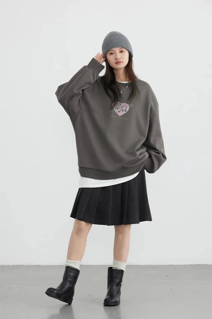 GRAY PLUSH FOX FLEECE SWEATSHIRT mfoya