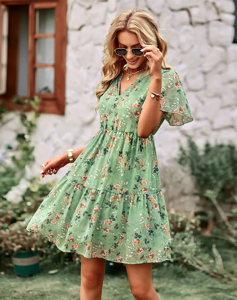 FLORAL CHIFFON DRESS mfoya