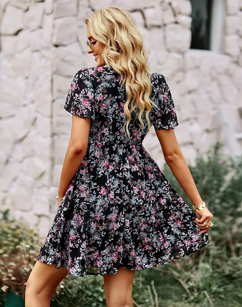 FLORAL CHIFFON DRESS mfoya