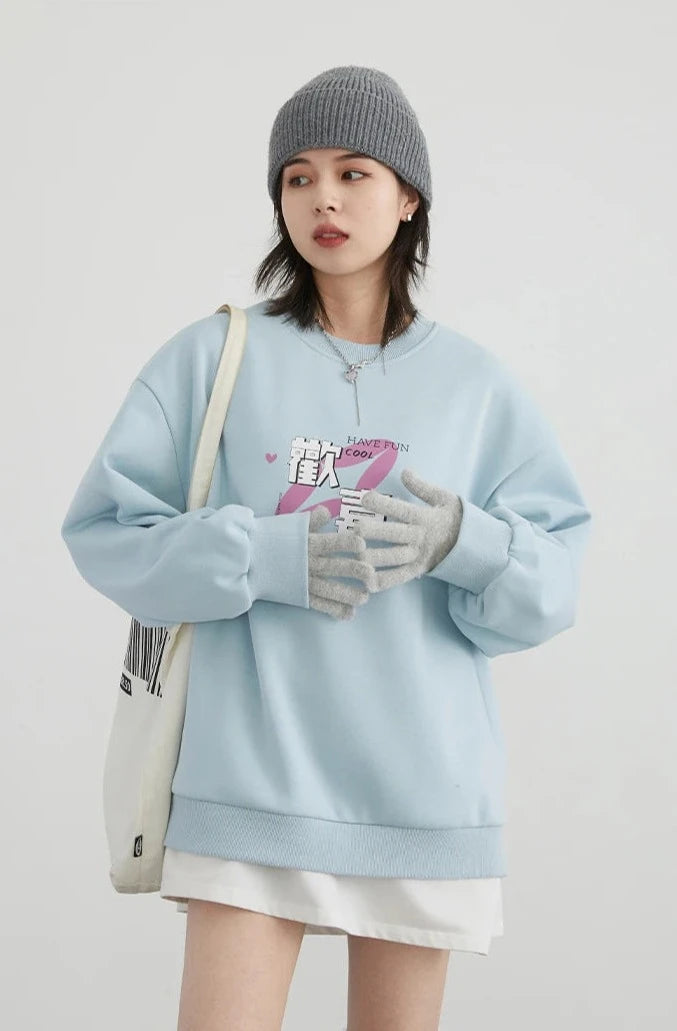 BLUE PLUSH FOX FLEECE SWEATSHIRT mfoya