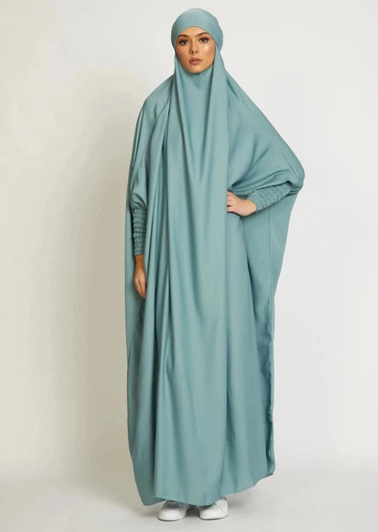 TURQUOISE HOODED ISDAL ABAYA mfoya