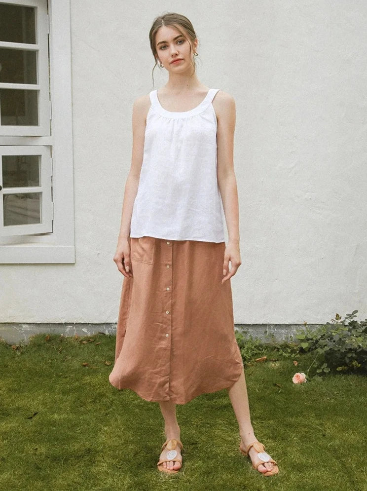 ELEGANT LINEN SLEEVELESS TANK TOP mfoya